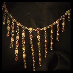 Swarovski Crystal dangle necklace gold tone